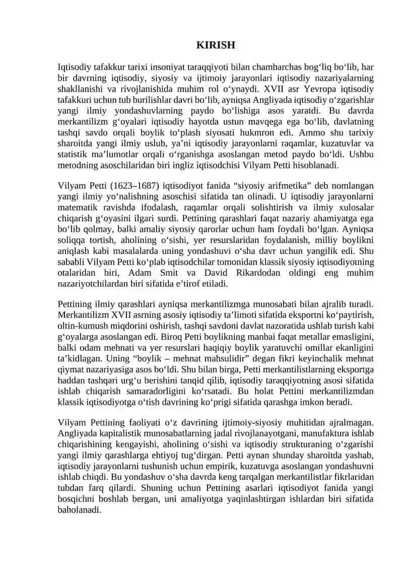 Vilyam Pettining asarlari va uning merkantilizmga munosabati 3