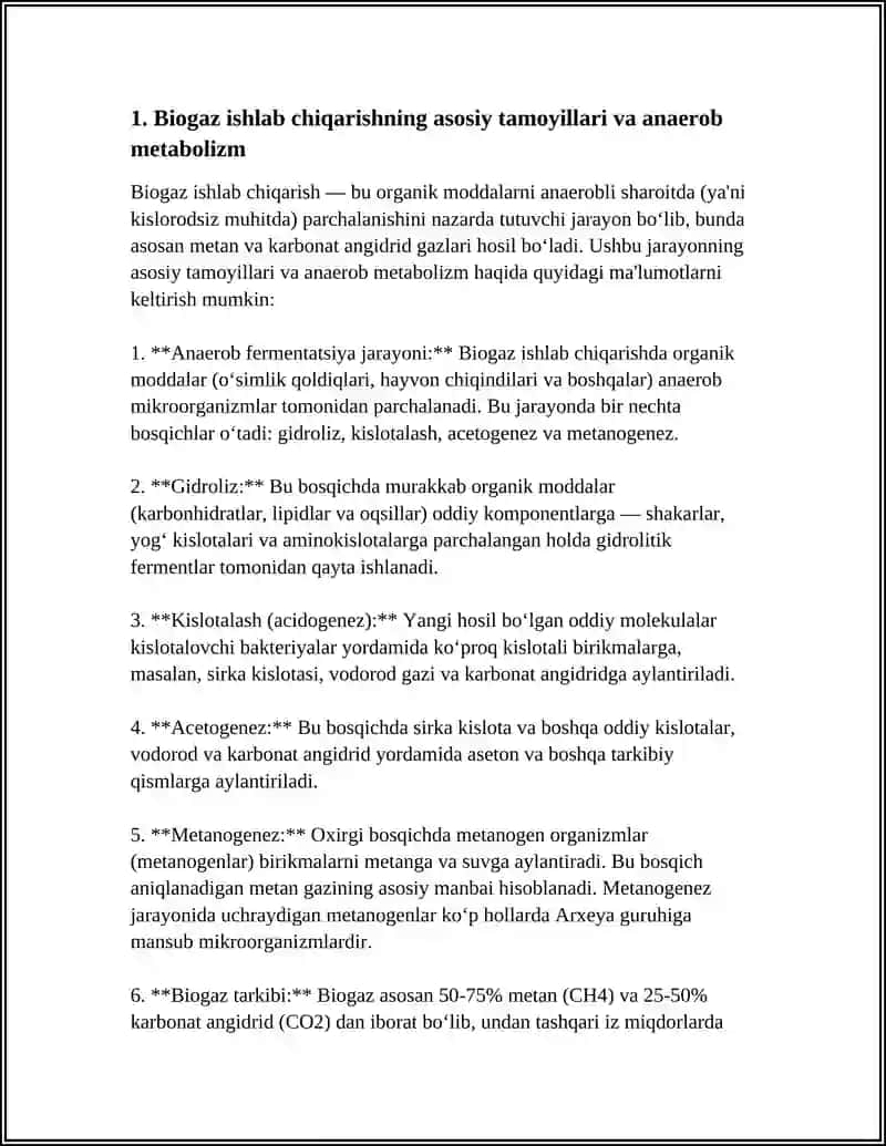 BIOGAZ ISHLAB CHIQARISH TEXNOLOGIYASI BIOGAZNI QOLLASH 3