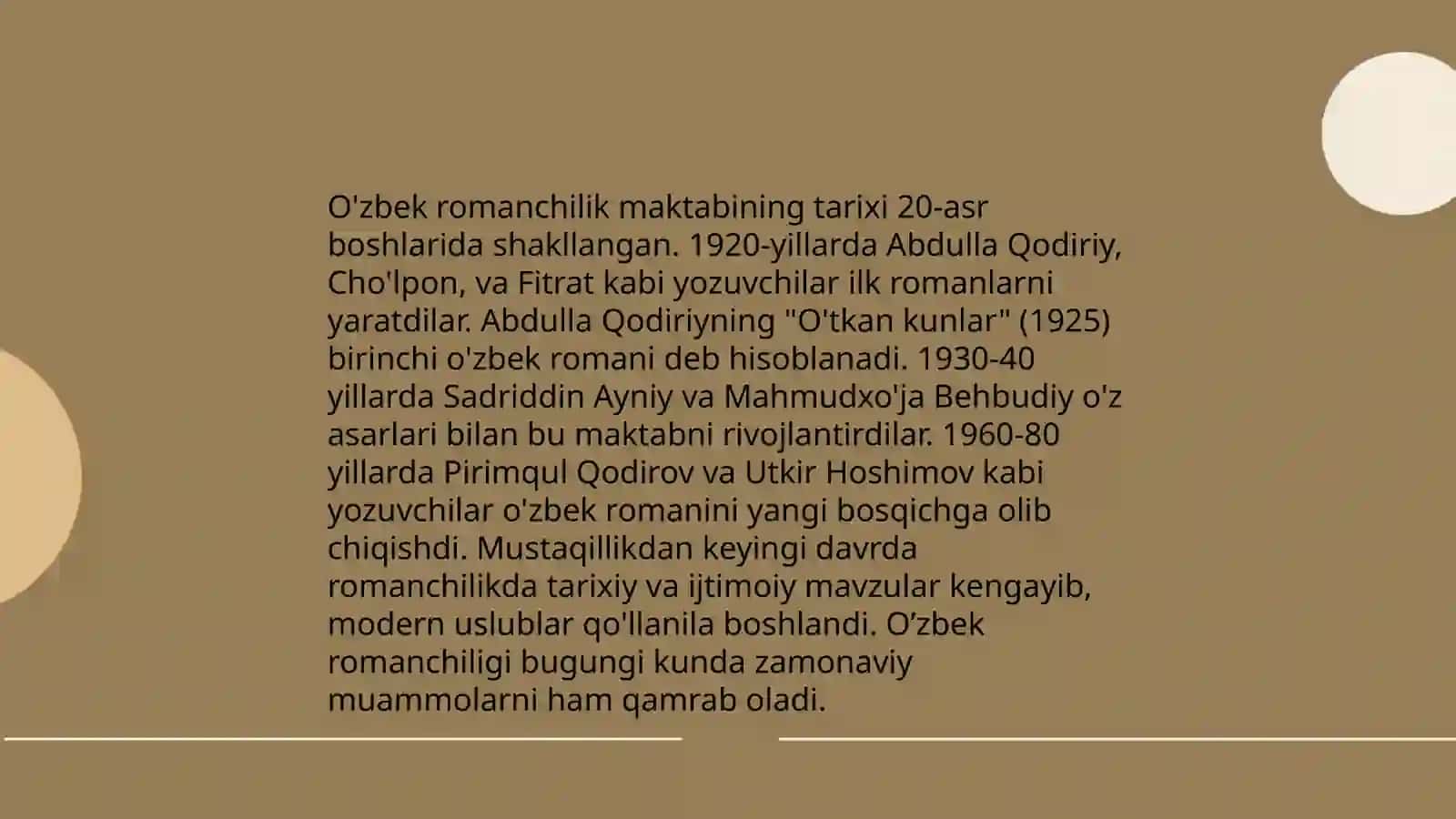 O'zbek romanchilik maktabining shakllanishi bo'yicha ma'lumotlar to'plash va tahlil etish 3