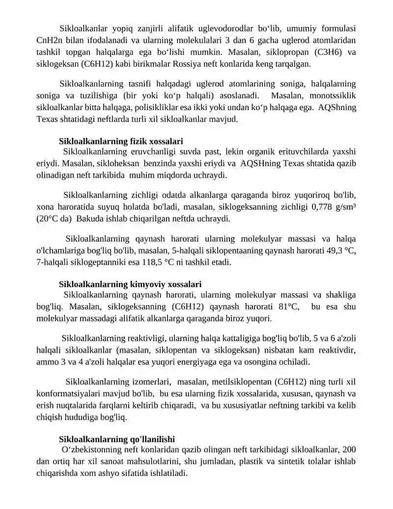 Neft tarkibidagi sikloalkanlar (naftenlar) 3