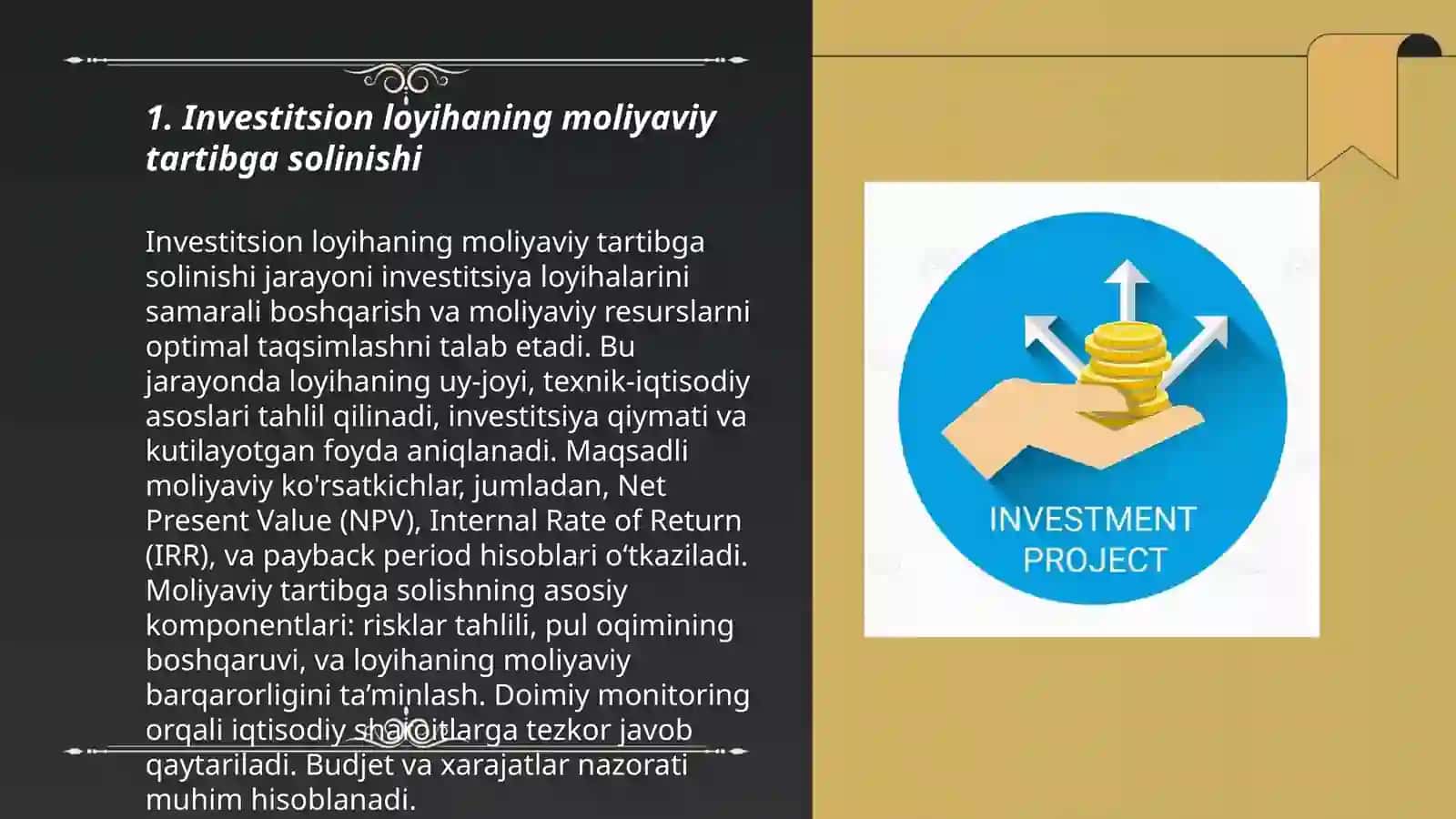 Investitsion loyihalar moliyaviy tahlili va mohiyati 3