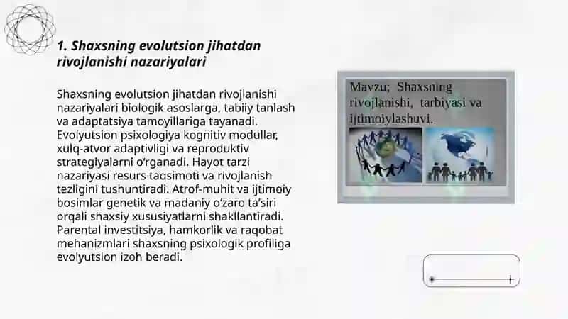 Shaxsning evolutsion jihatdan rivojlanishi 3