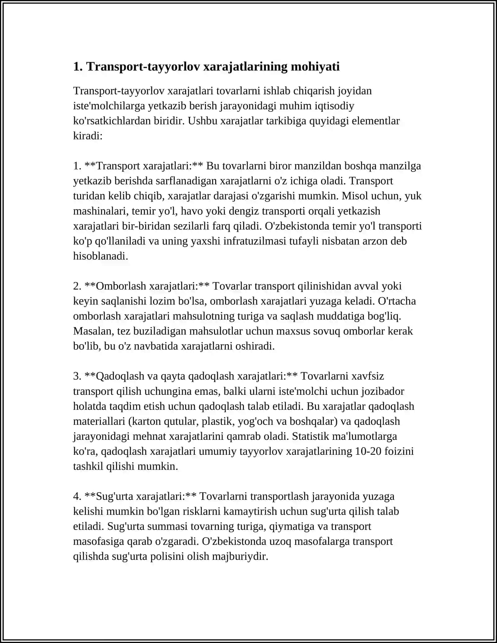 TRANSPORT-TAYYORLOV XARAJATLARI HAQIDA TUSHUNCHA VA ULARNI TAQSIMLASH USULLARI 3