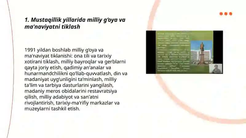 Mustaqillik yillarida ma'naviy va madaniy rivojlanish 3