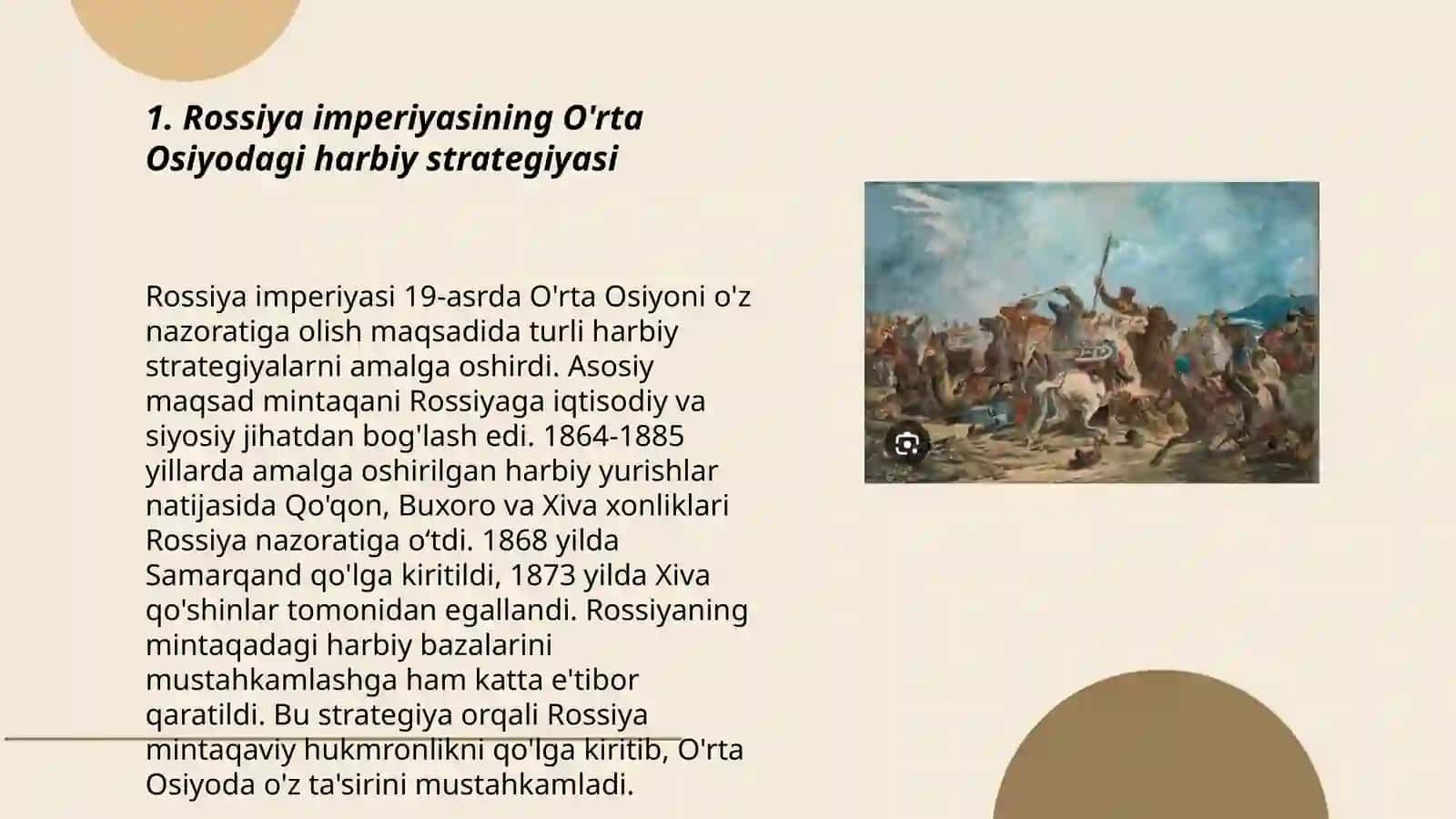 Rossiya imperiyasining O'rta Osiyoda harbiy strategiyasi 3