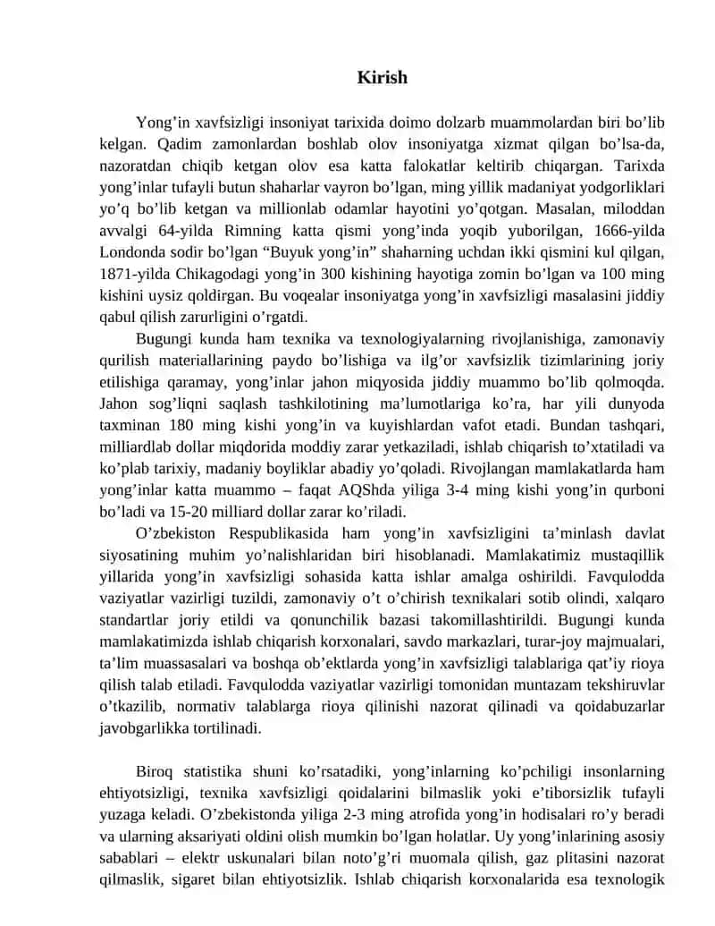Yong’in xavfsizligi. Yong‘inni nazorat qilish, o‘chirish usullari va vositalari. 3