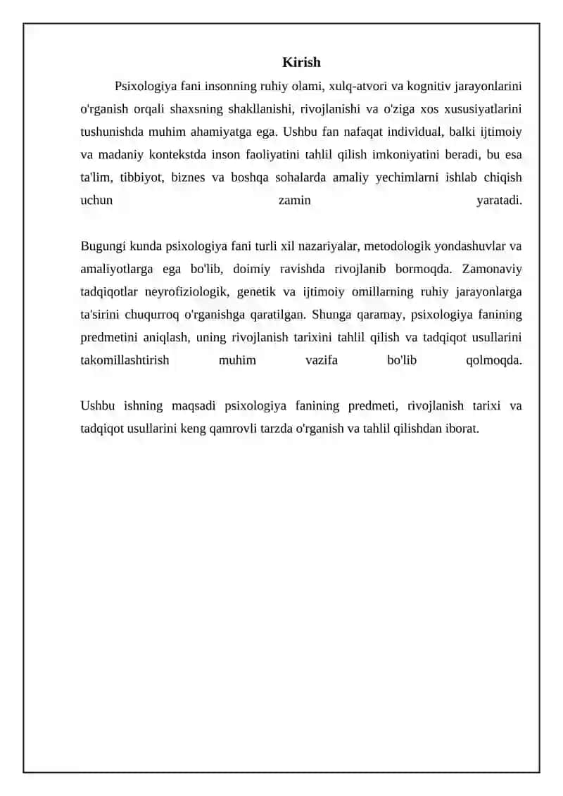 Psixologiya fanining predmeti va rivojlanish tarixi 3