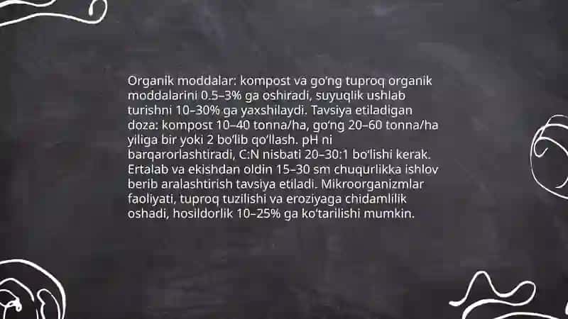 Tuproq unumdorligi va stukturasini yaxshilashga qaratilgan tadbirlar 3