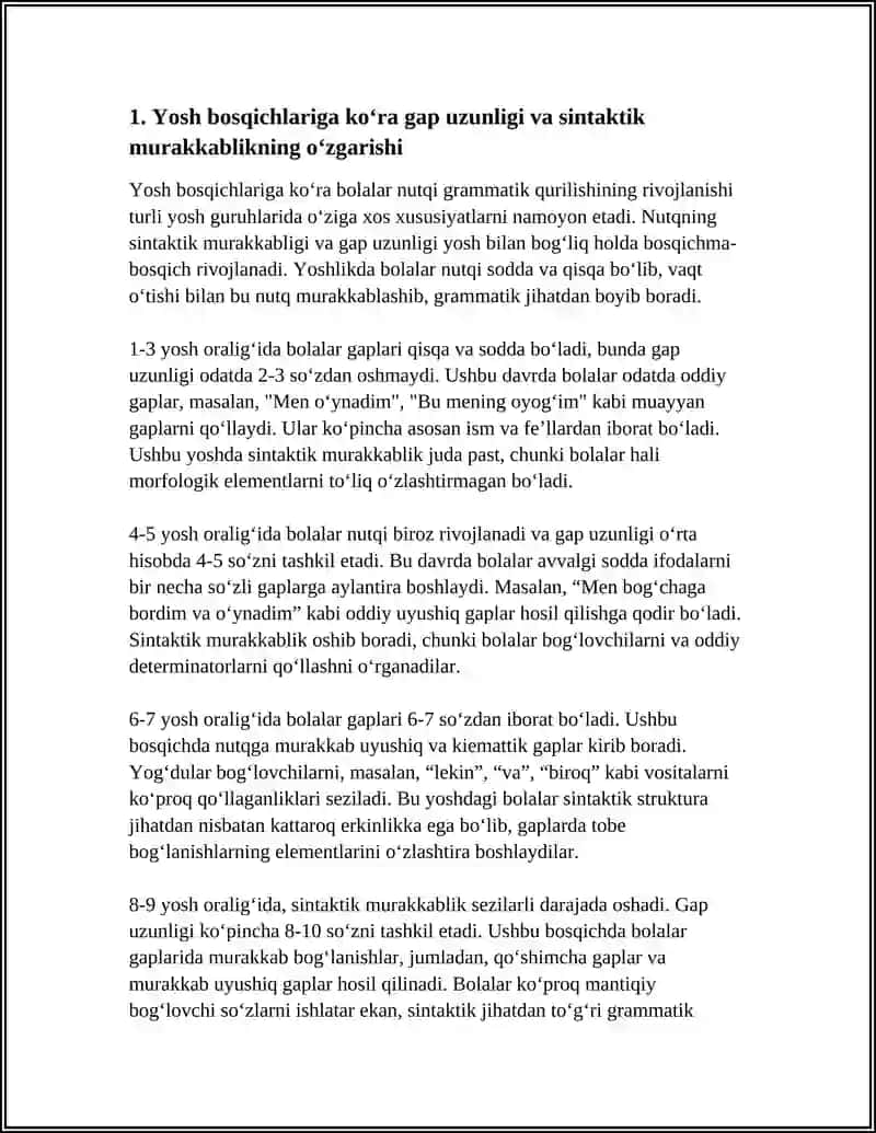 TURLI YOSH GURUHLARIDAGI BOLALAR UCHUN NUTQNING GRAMMATIK QURILISHINI O'ZIGA XOSLIGI 3