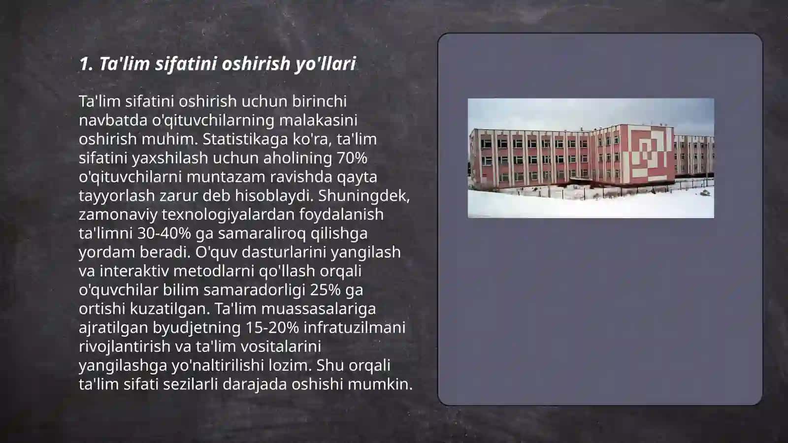 Maktab formasi muammosi bo'yicha yechimlar 3