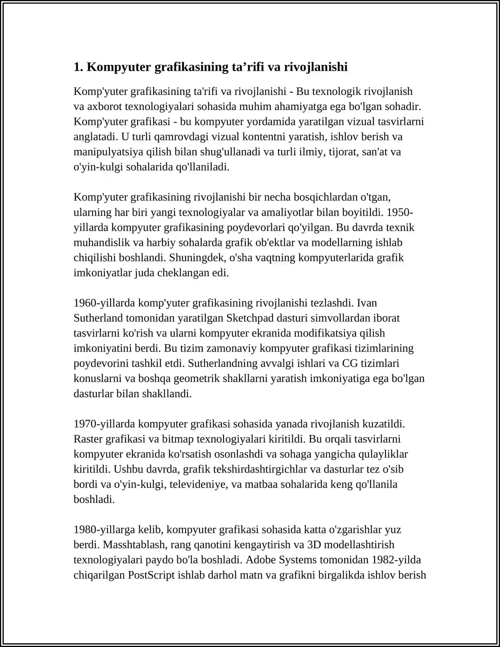 KOMPYUTER GRAFIKASI VA UNING TURLARI 3