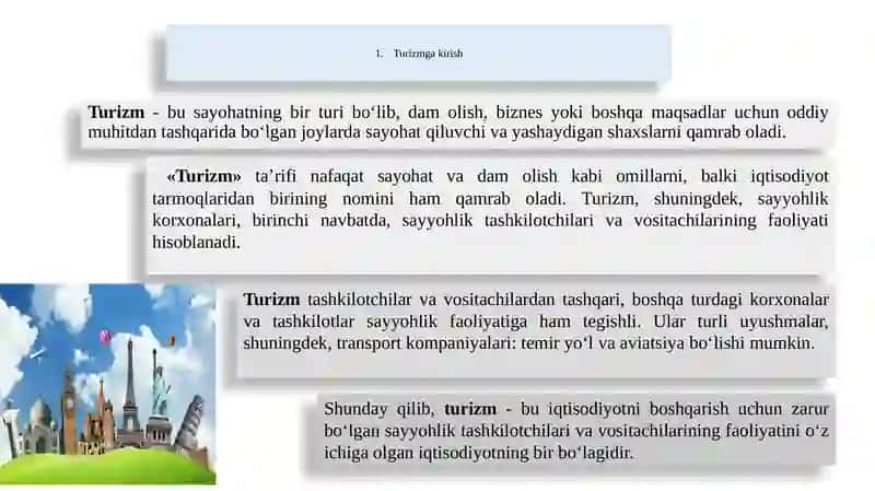 Turizm faoliyatining kelib chiqishi va evolyutsiyasi 3