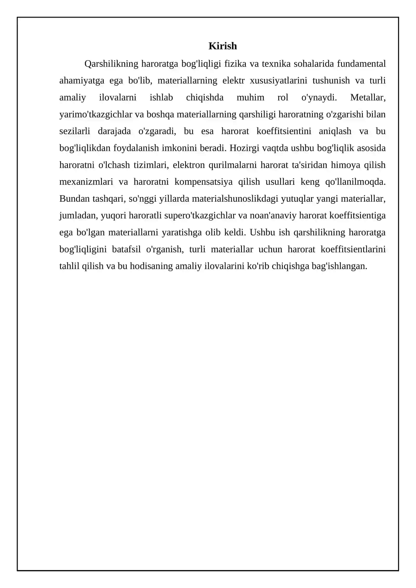Qarshilikning temperaturaga bogʻliqligi 3
