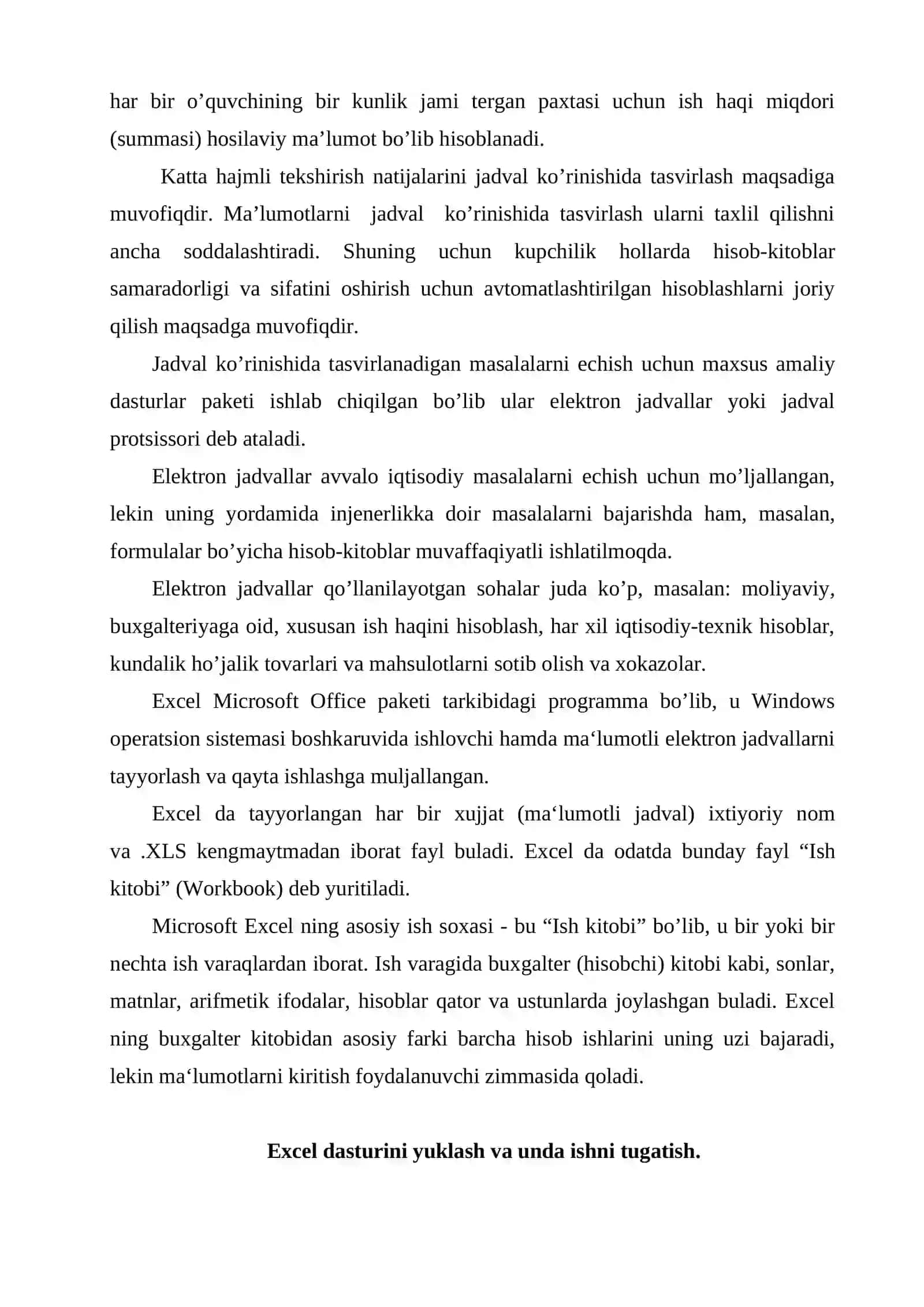 Excel elektron jadval dasturi 3