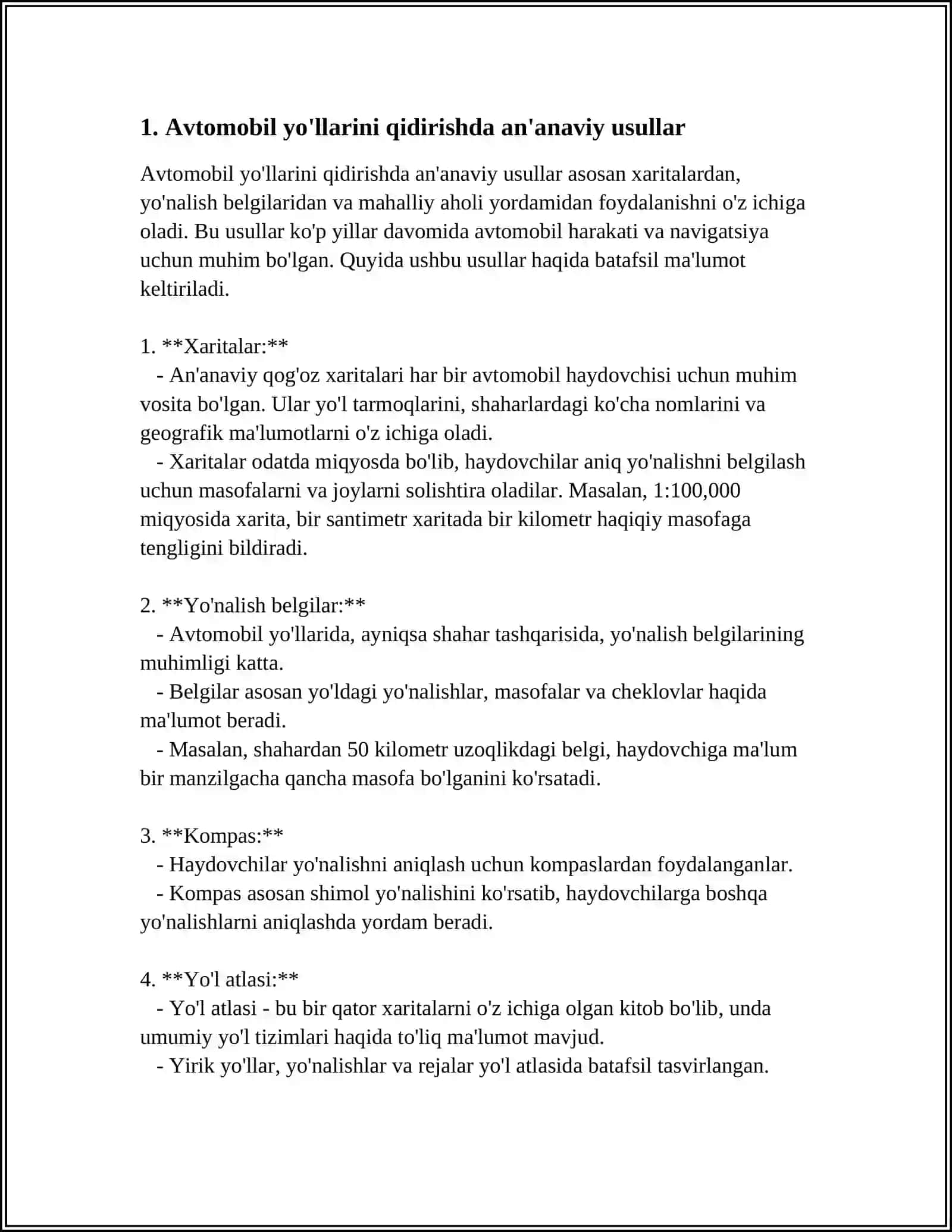 AVTOMOBIL YOʻLLARINI QIDIRUVINI ANʼANAVIY VA ZAMONAVIY TEXNOLOGIYALARI VA UNING TAHLILI 3