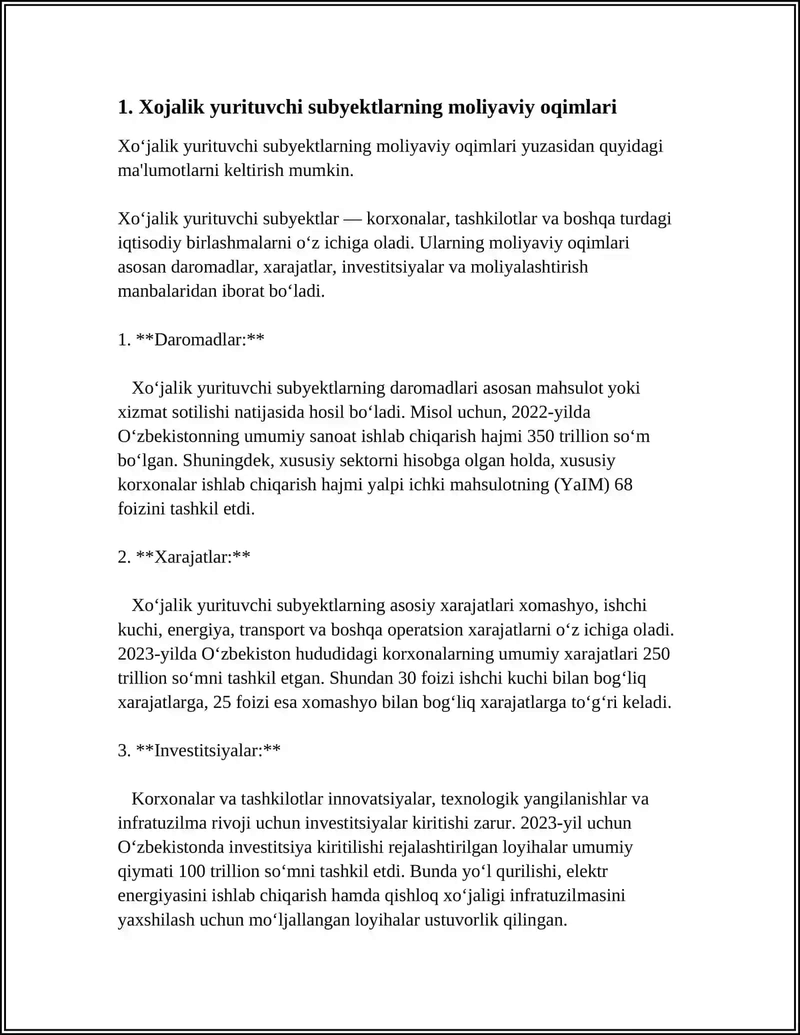 Xo‘jalik yurituvchi subyektlarning moliyaviy oqimlari 3
