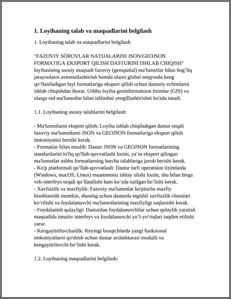 FAZOVIY SÒROVLAR NATIJALARINI JSON/GEOJSON FORMATIGA EKSPORT QILISH DASTURINI ISHLAB CHIQISH 3