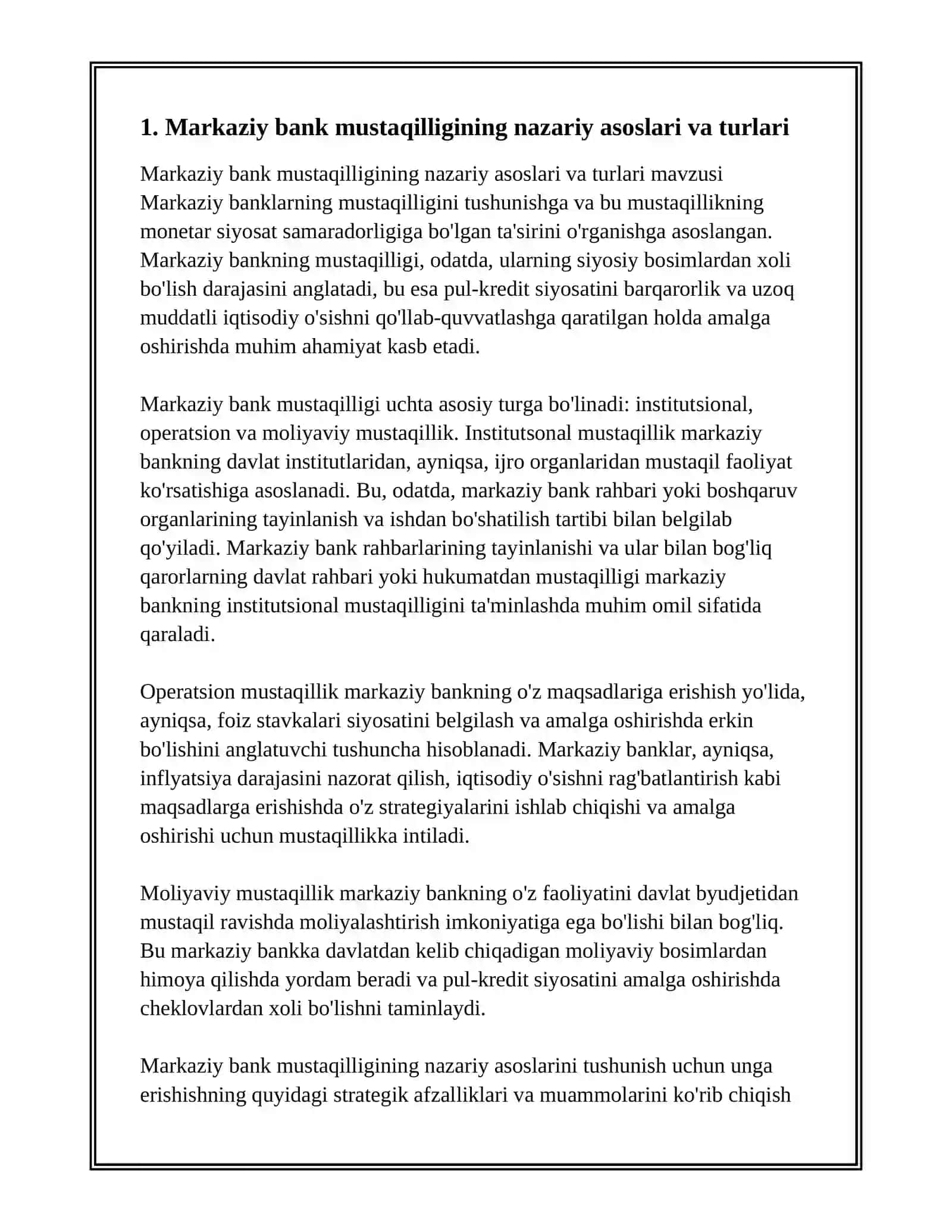MARKAZIY BANK MUSTAQILLIGI VA UNING MONITAR SIYOSAT SAMARADORLIGIGA TA’SIRI 3