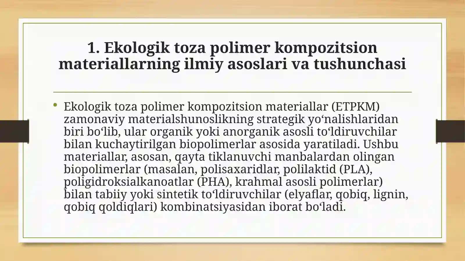 Semenar: Ekologiktozapolimerkompozitsionmateriyallar-umumiyko'rinishvaqo'llashsohalari 3