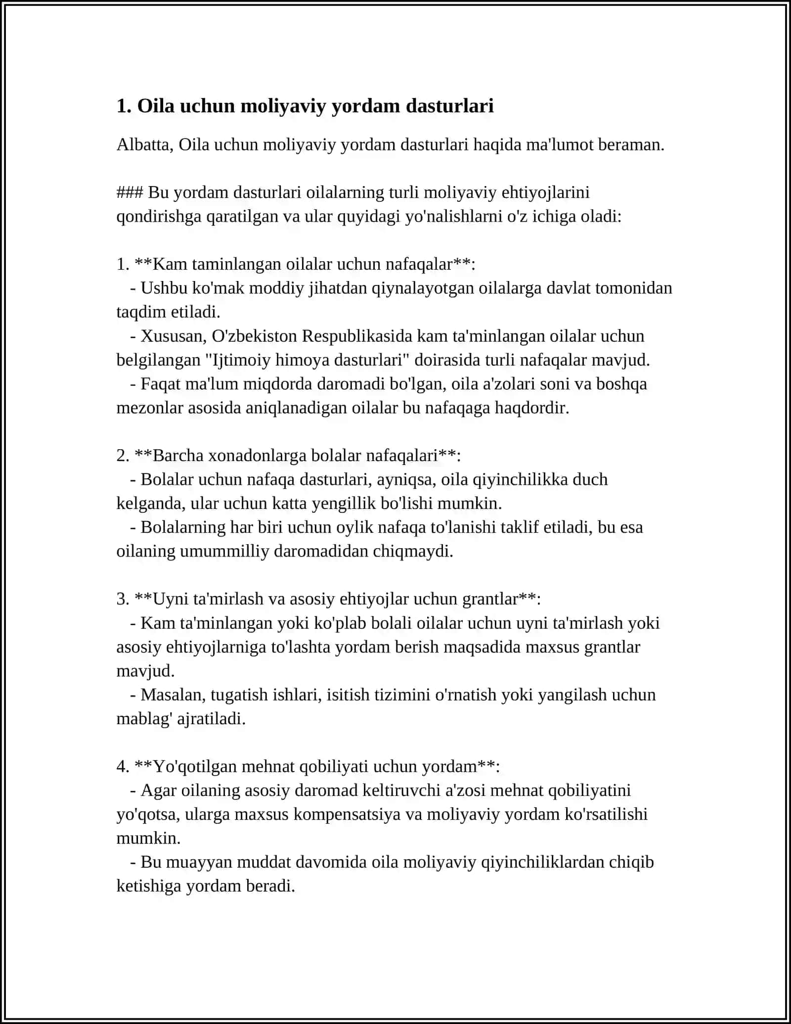 BOZOR MUNOSABATLARI SHAROITIDA DAVLATNI OILALARGA YORDAM BERISHI 3