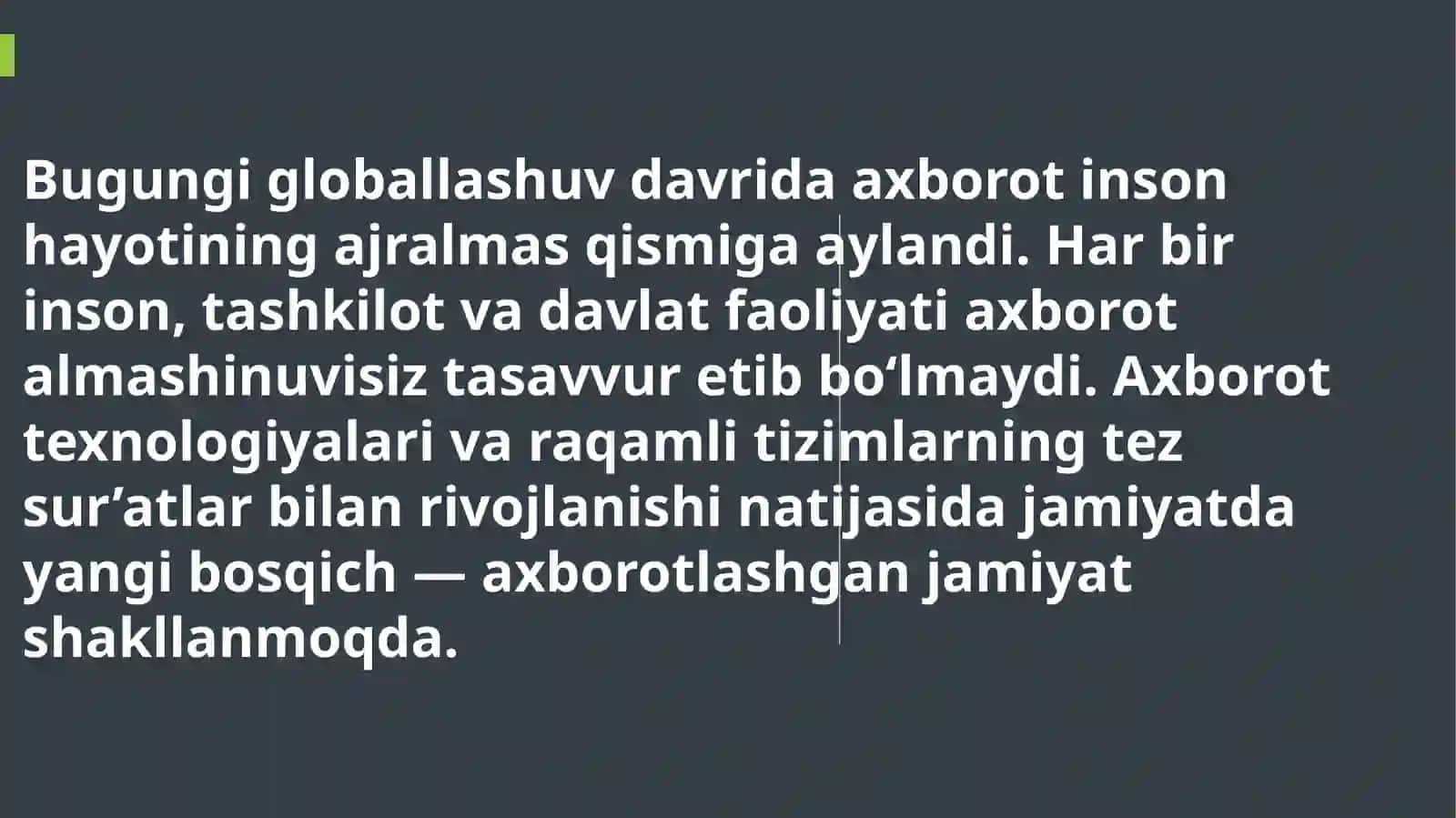 Axborot va axborotlashuvning falsafiy asoslari 3