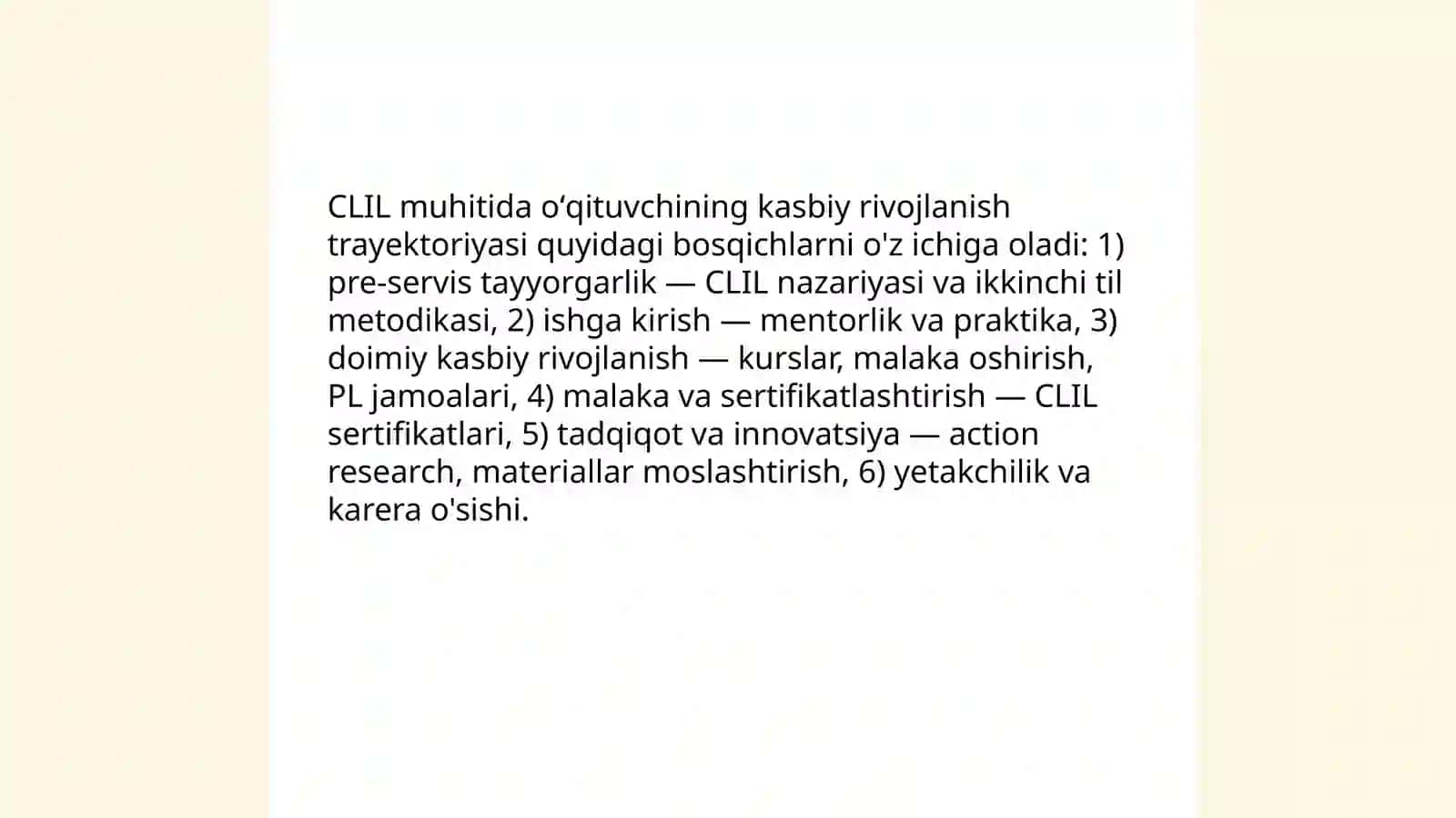 CLIL muhitida oʻqituvchi faoliyati trayektoriyasi 3