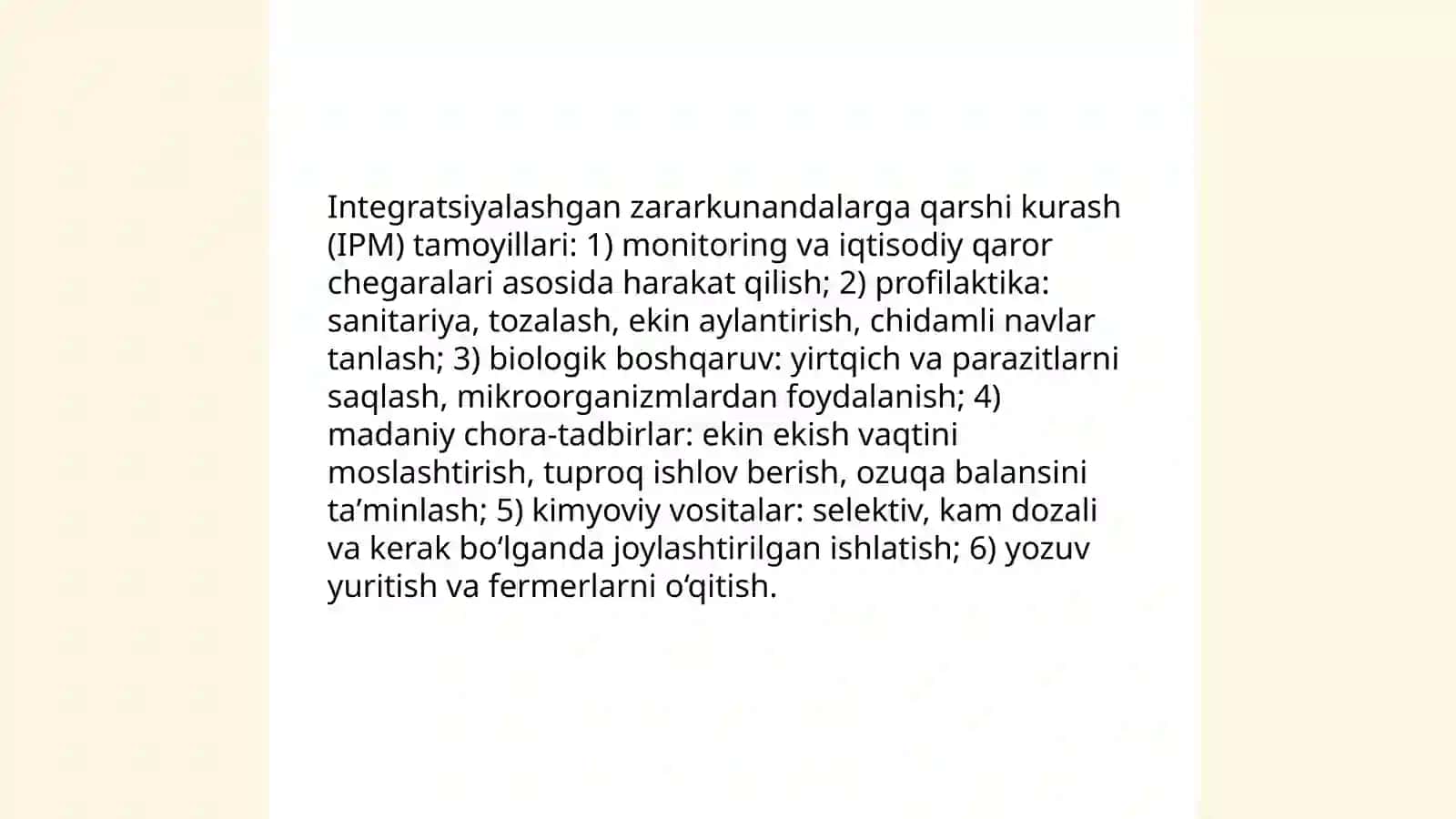Integratsiyalashgan zararkunandalarga qarshi kurash (IPM) tamoyillari va amaliy usullar 3