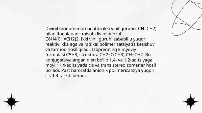 Divinil va izoprenli sintetik kauchuklar 3