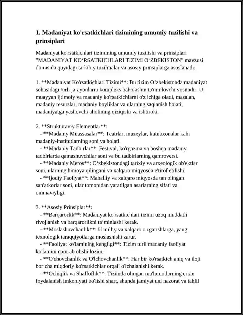 MADANIYAT KOʻRSATKICHLARI TIZIMI OʻZBEKISTON 3