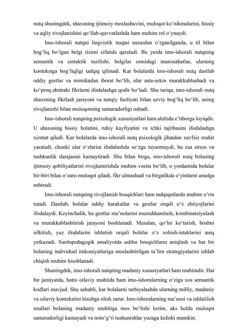 Imo-ishorali nutqni bilishi va kar bolalar ta'lim-tarbiyasi jarayonida qo‘llab olishining surdopedagoguchun ahamiyati 3