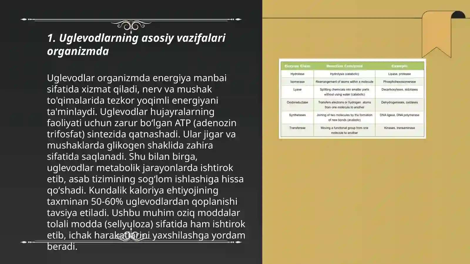 Uglevodlarning organizmdagi vazifasi.Monosaharidlar klassifikatsiyasi 3