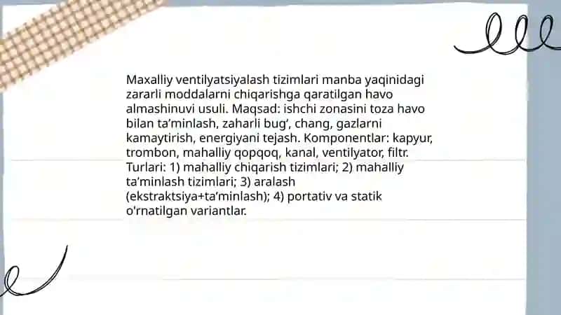 Maxalliy ventilyatsiyalash tizimlari 3