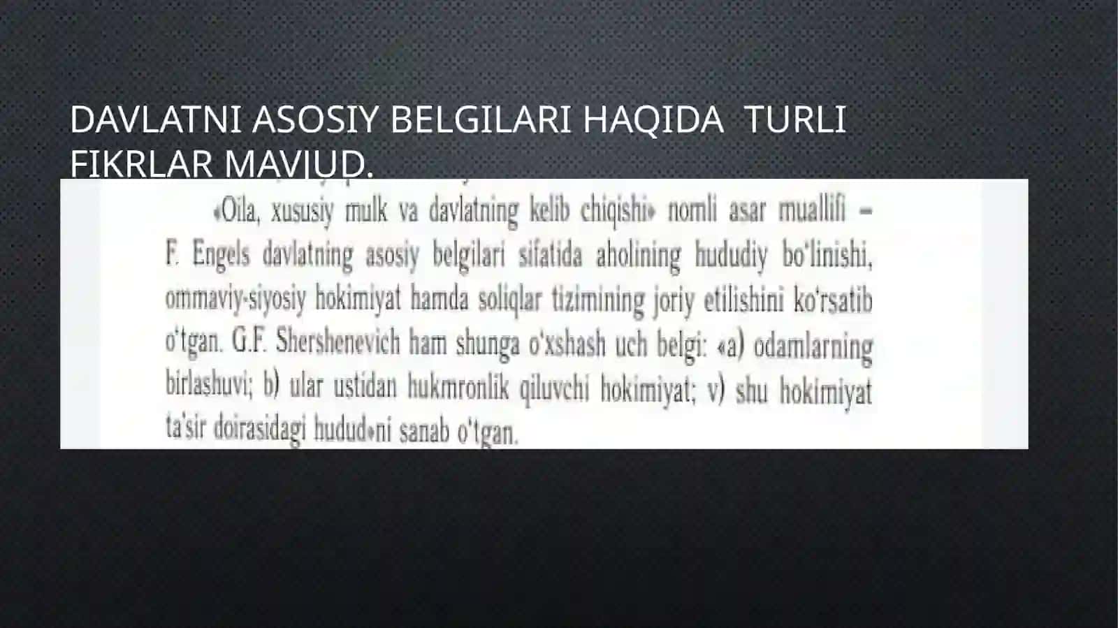 Qmu yurisprudensiya yo’nalishikechki 1 b talabasi alijonov islomning davlat va huquq nazariyasi fanidan slayd ishi 3