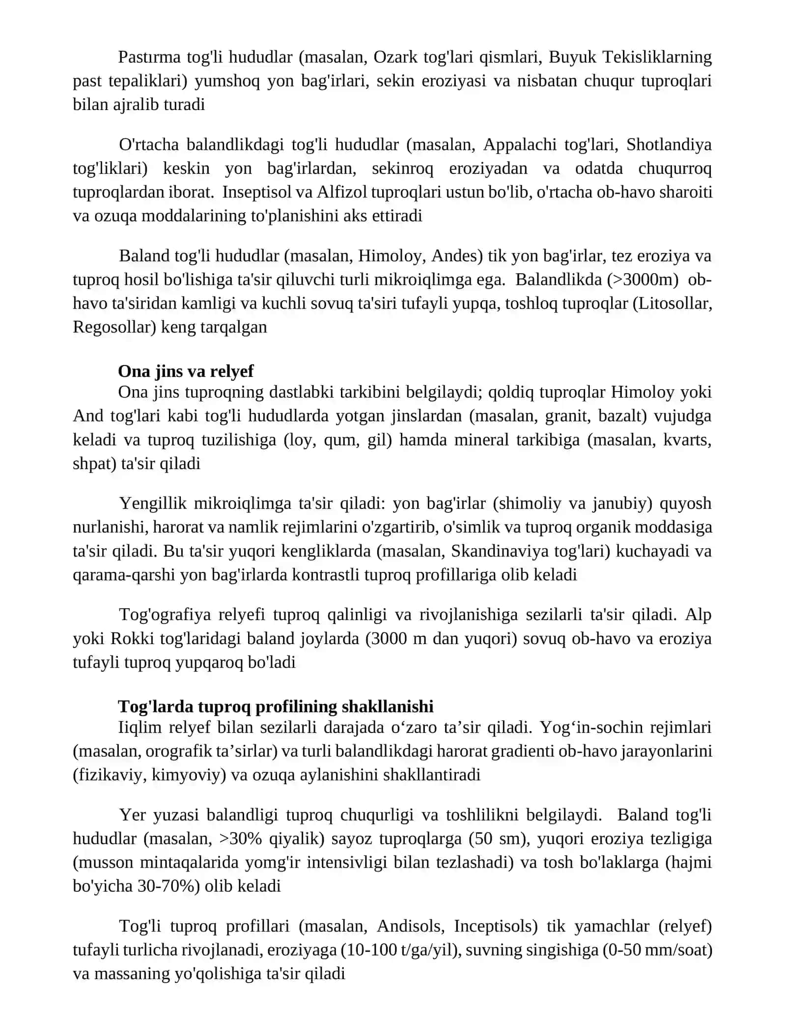 Tog' tuproqlarining shakllanishida relyefning ahamiyati 3