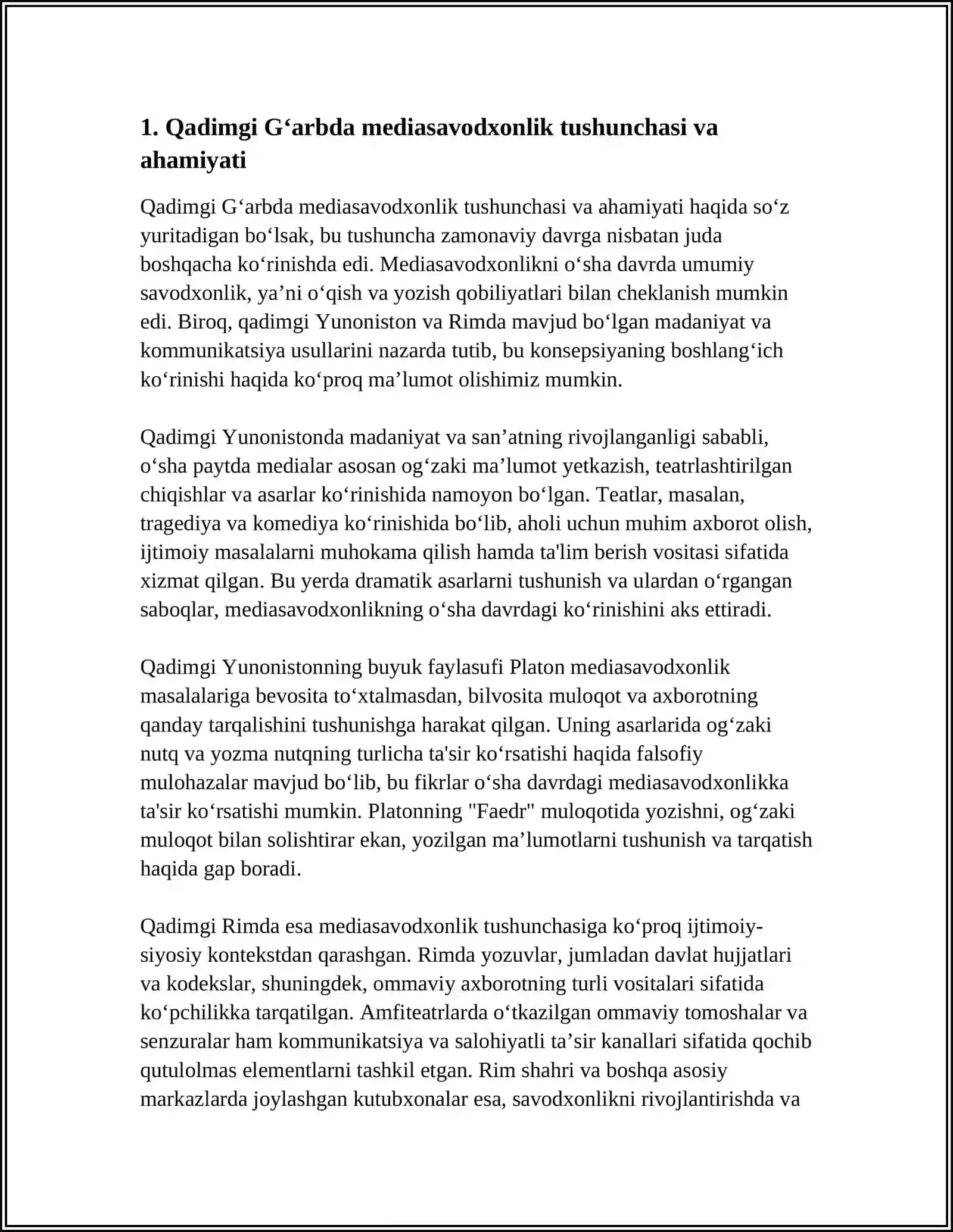 QADIMGI G'ARBDA MEDIASAVODXONLIK 3
