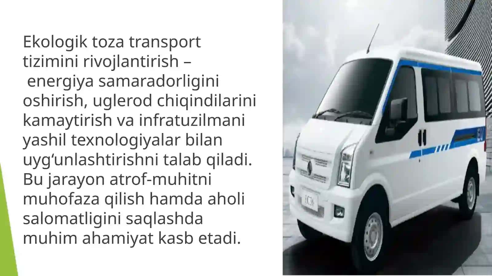 Ekologik toza transport tizimini rivojlantirish 3