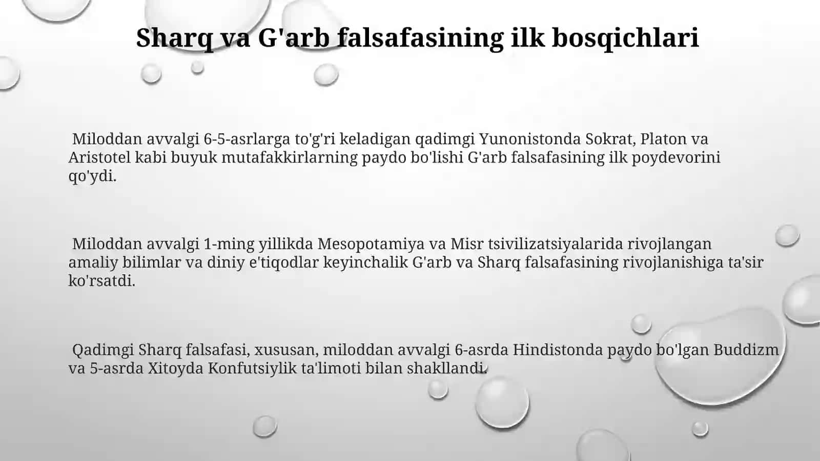 Sharq va gʻarb falsafasining vujudga kelishi va rivojlanish tarixi 3
