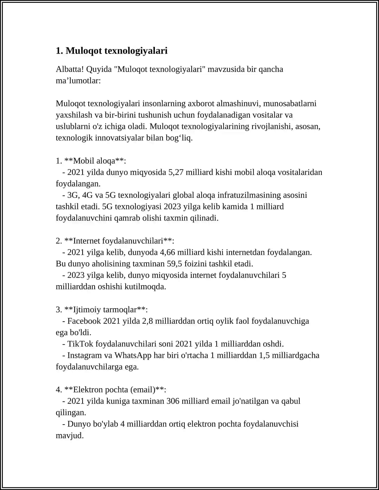 Muloqot texnologiyalari 3