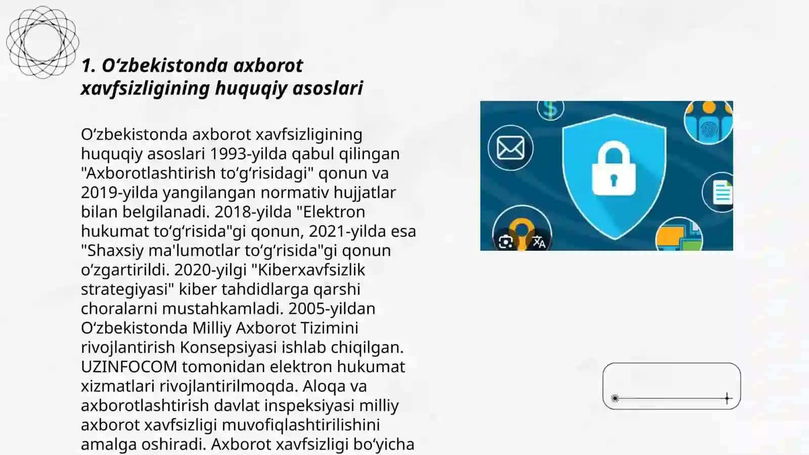 Oʻzbekistonda axborot xavfsizligining maʼnaviy va huquqiy asoslari 3