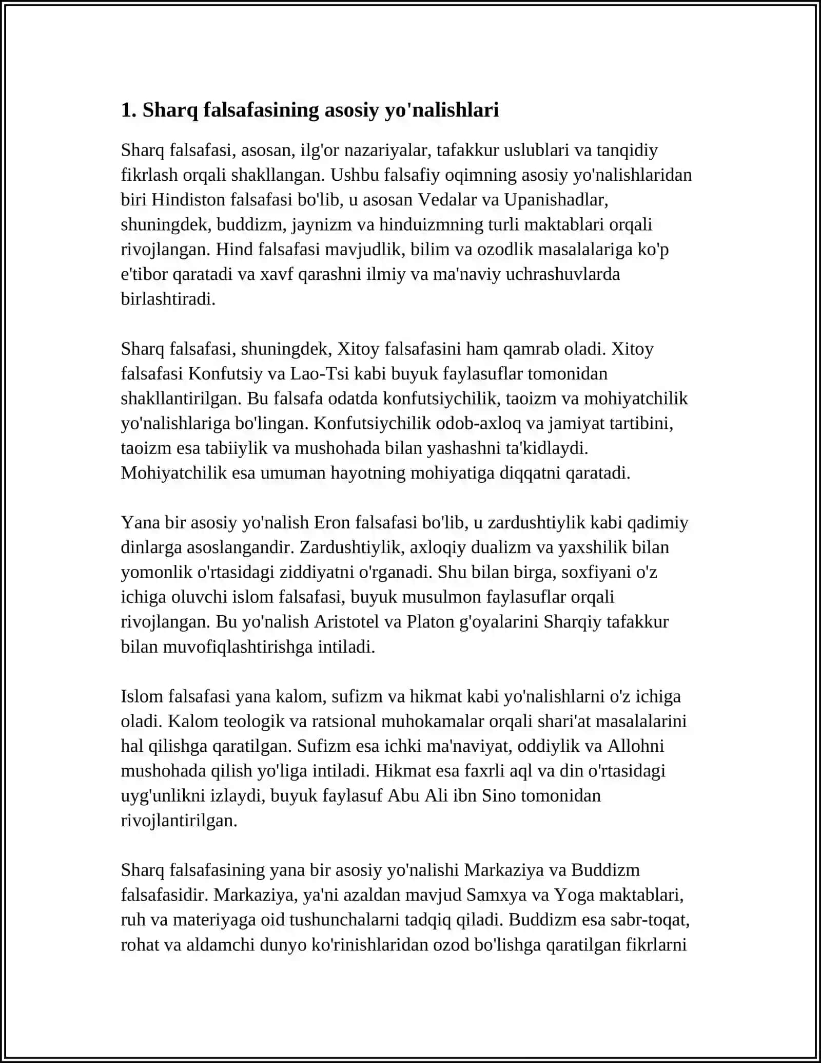 FALSAFANING MOHIYATIGA OID SHARQ VA G'ARB MUTAFAKKIRLARI TA'RIFLARINI TASNIFLASH 3