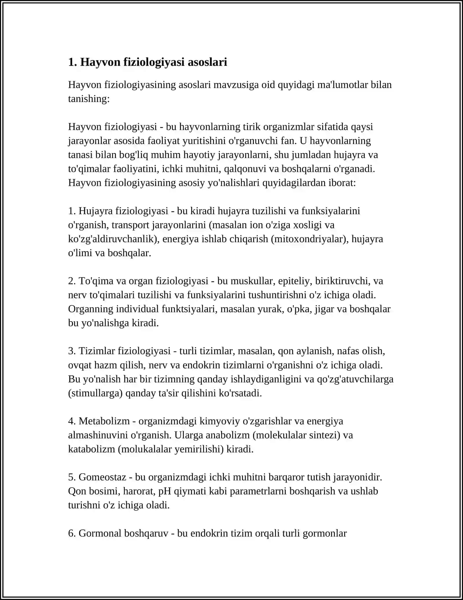 Hayvonlar fiziologiyasiga kirish 3