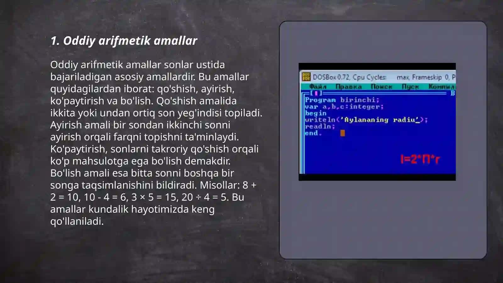 Oddiy arifmetik amallar 3