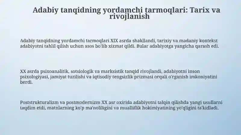 Adabiyotshunoslikning yordamchi sohalari boʻyicha 3