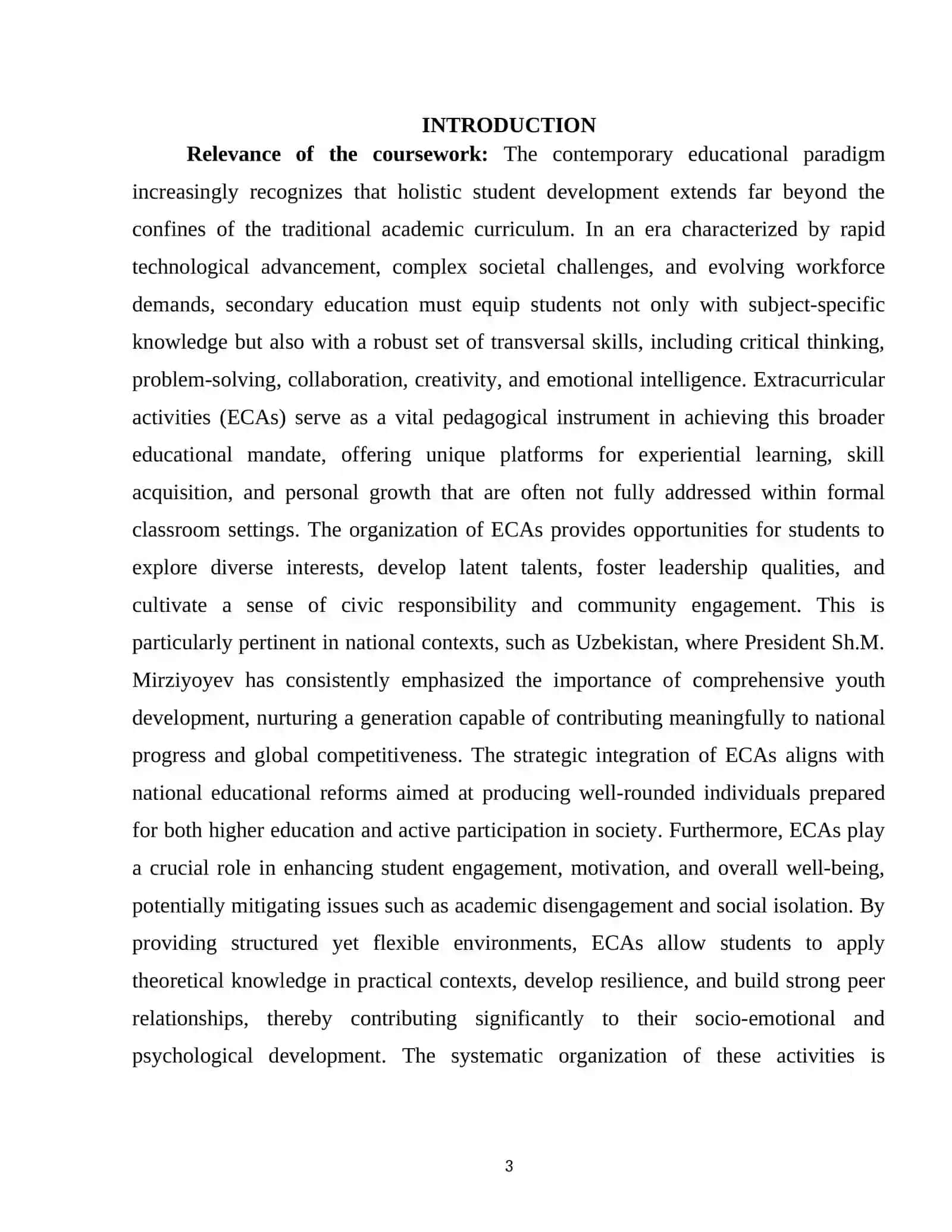 THE ROLE OF ORGANIZING EXTRACURRICULAR ACTIVITIES IN SECONDARY EDUCATION 3