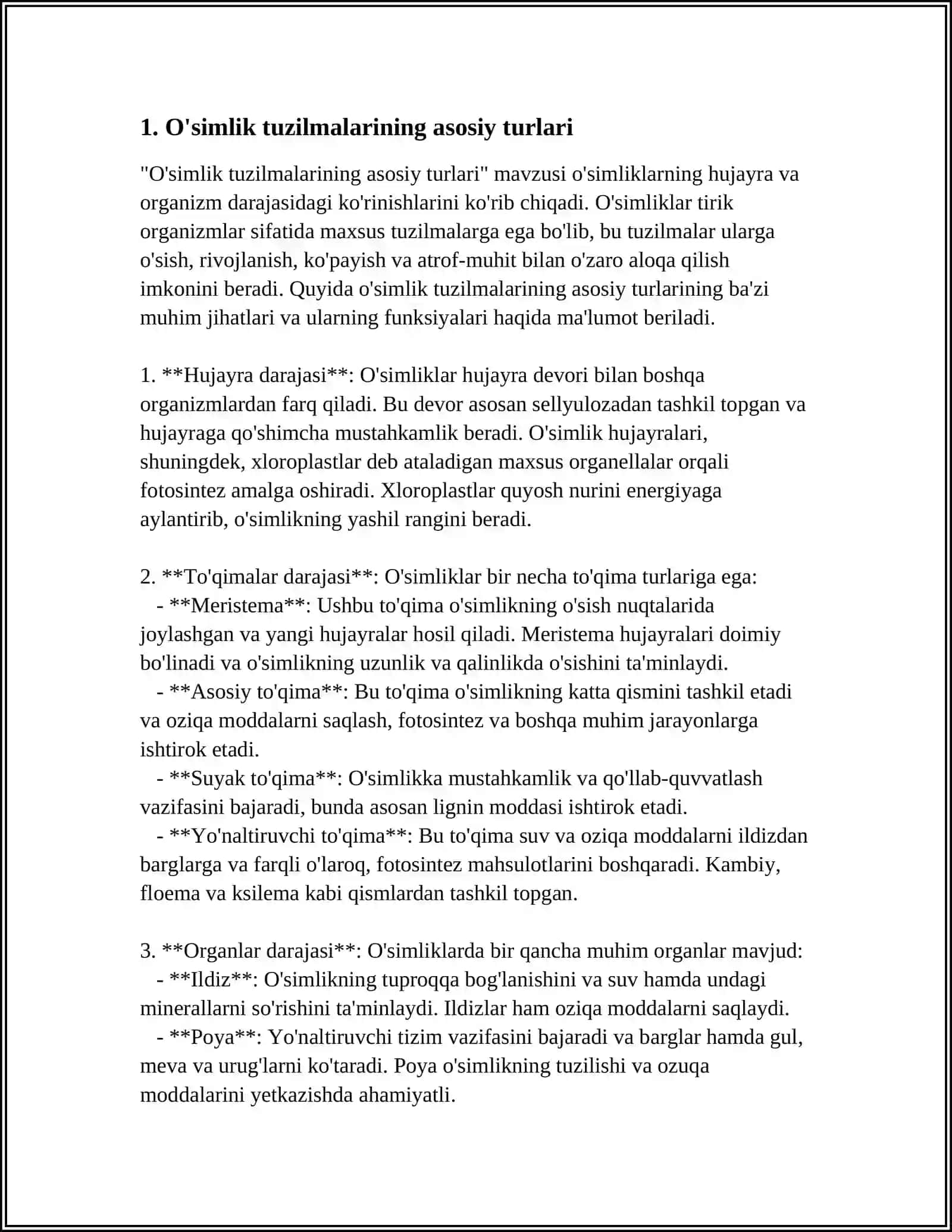 O'simlik Tuzilmalarining Asosiy Turlari 3
