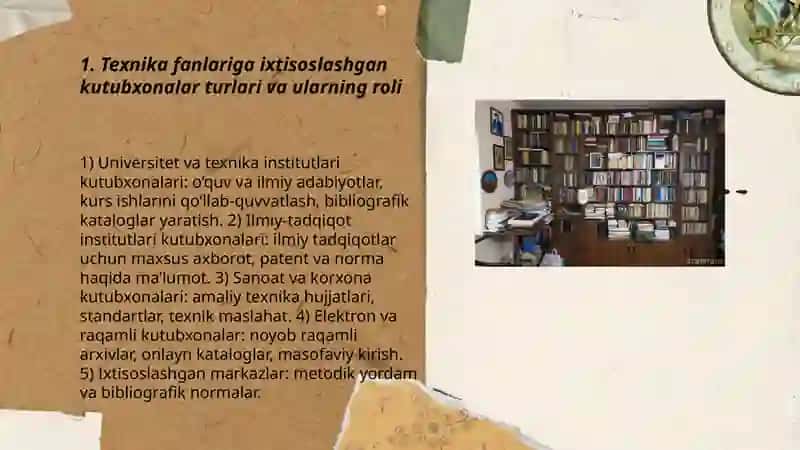 Texnika fanlaridagi adabiyotlar bibliografiyasi bilan shugʻullanuvchi kutubxonalar va ularning bibliografiyalash uslubiyati 3