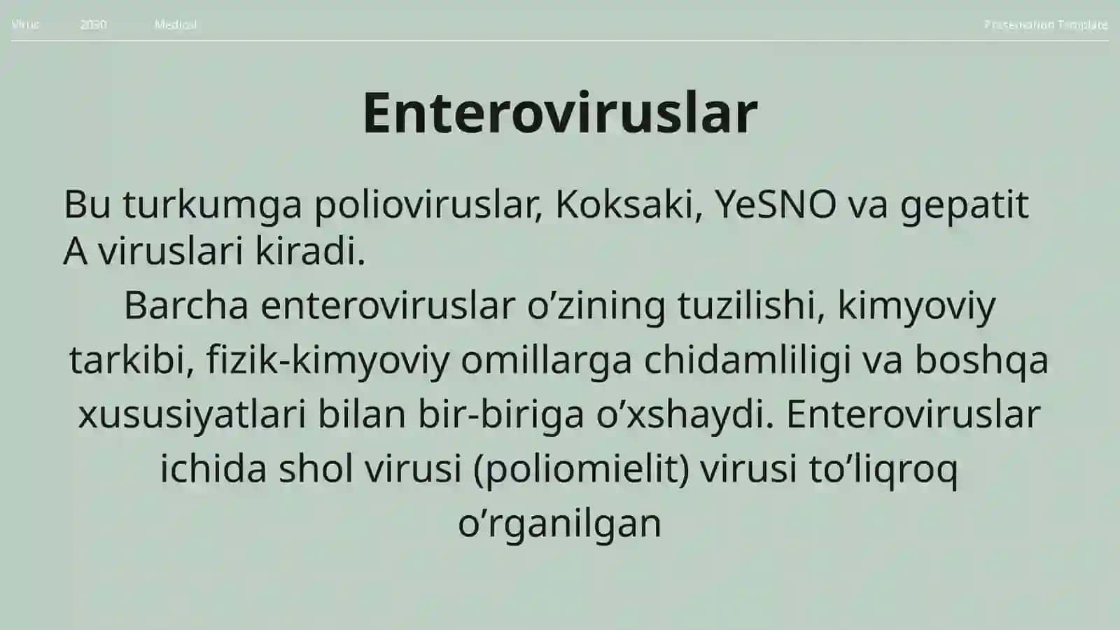 RNK saqlovchi viruslar keltirib chiqaruvchi kasalliklar qo'zg'atuvchilari: Pikornoviruslar va Koronaviruslar 3