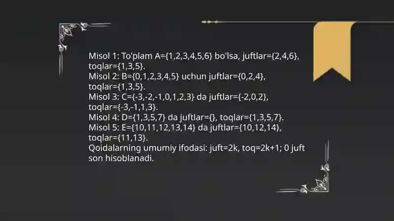 To'plamlarni sinflarga ajratish oid misollar 3