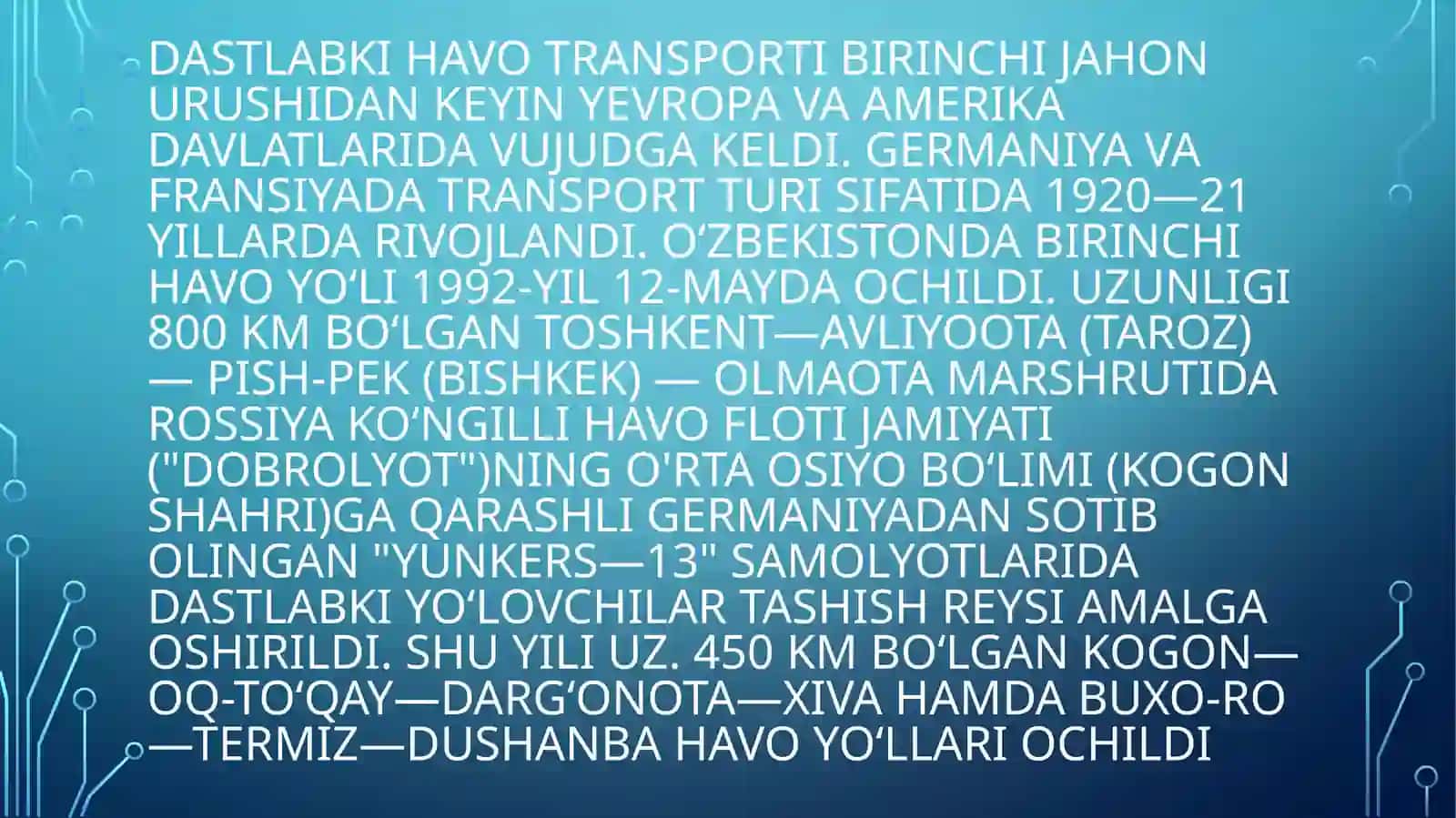 Havoyollariga yo'l olish 3