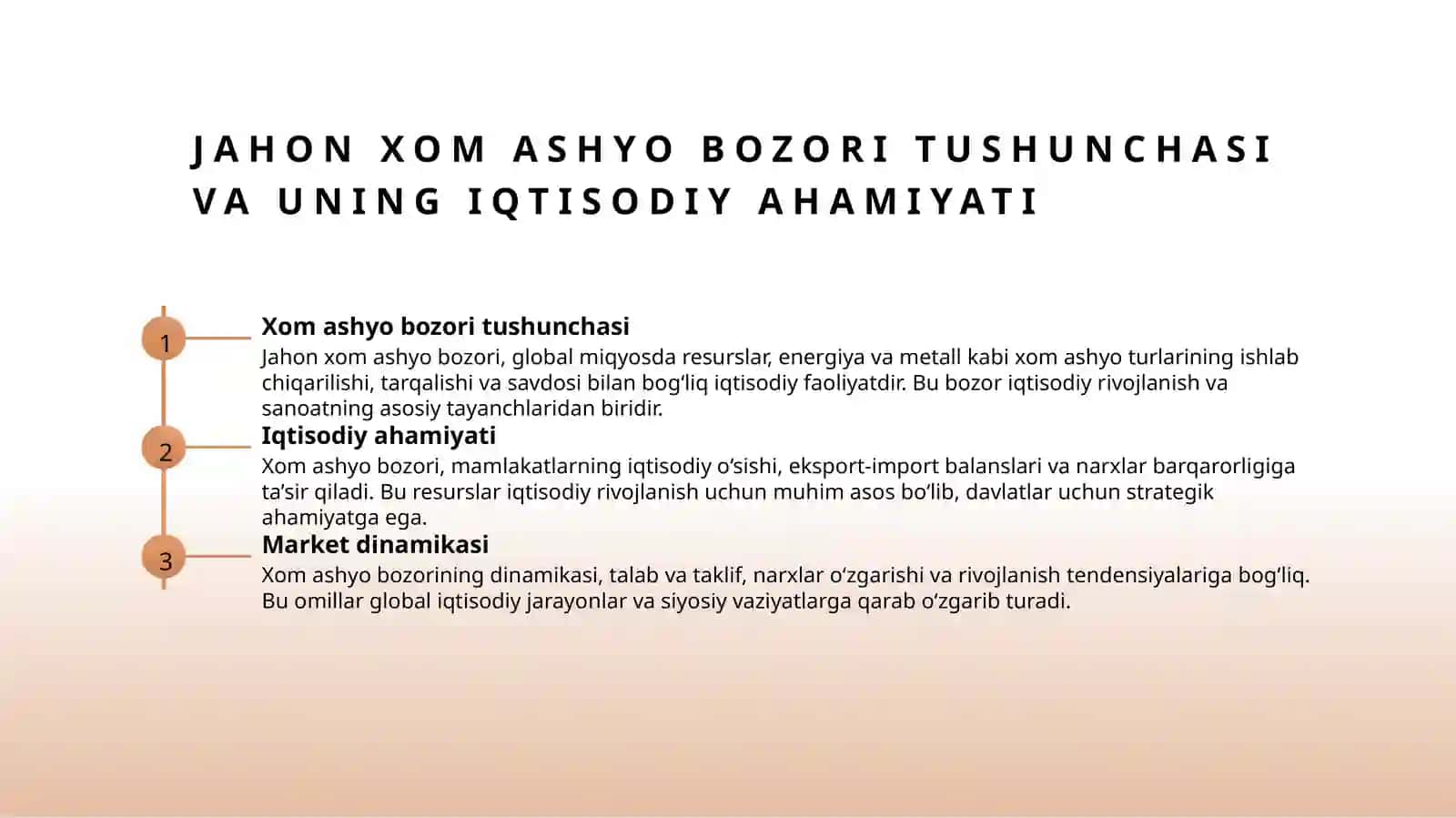 Jahon xom ashyo tovarlari bozori kon'yunkturasining o'ziga xos jihatlari 3